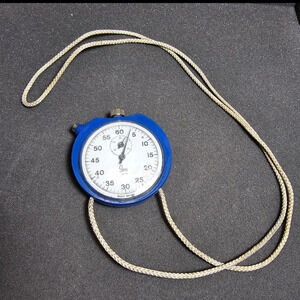 Vintage Sears Stopwatch 1/5th Made In Great Britain Blue Case White Dial Working